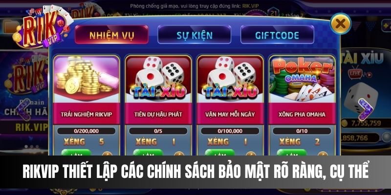 Rikvip thiết lập các chính sách bảo mật rõ ràng, cụ thể